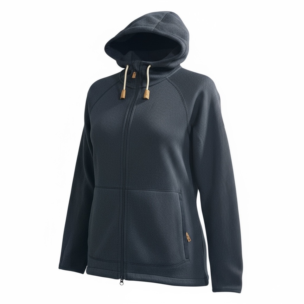 Fjallraven Women's Blue Ovik Fleece Hoodie Full Zip